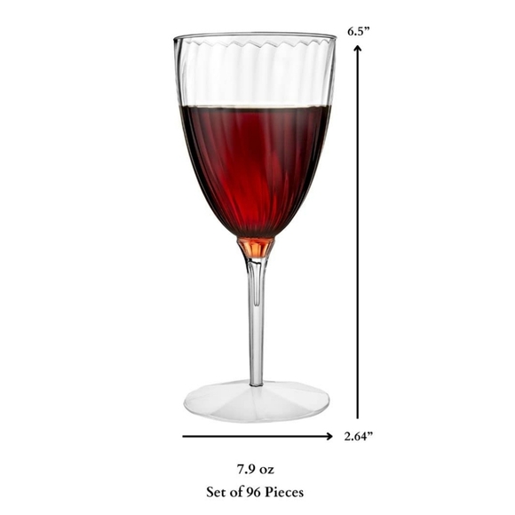 Lillian Tablesettings Premium Wine Glasses 8 oz. Clear Hard Plastic 96ct - Picture 4 of 8